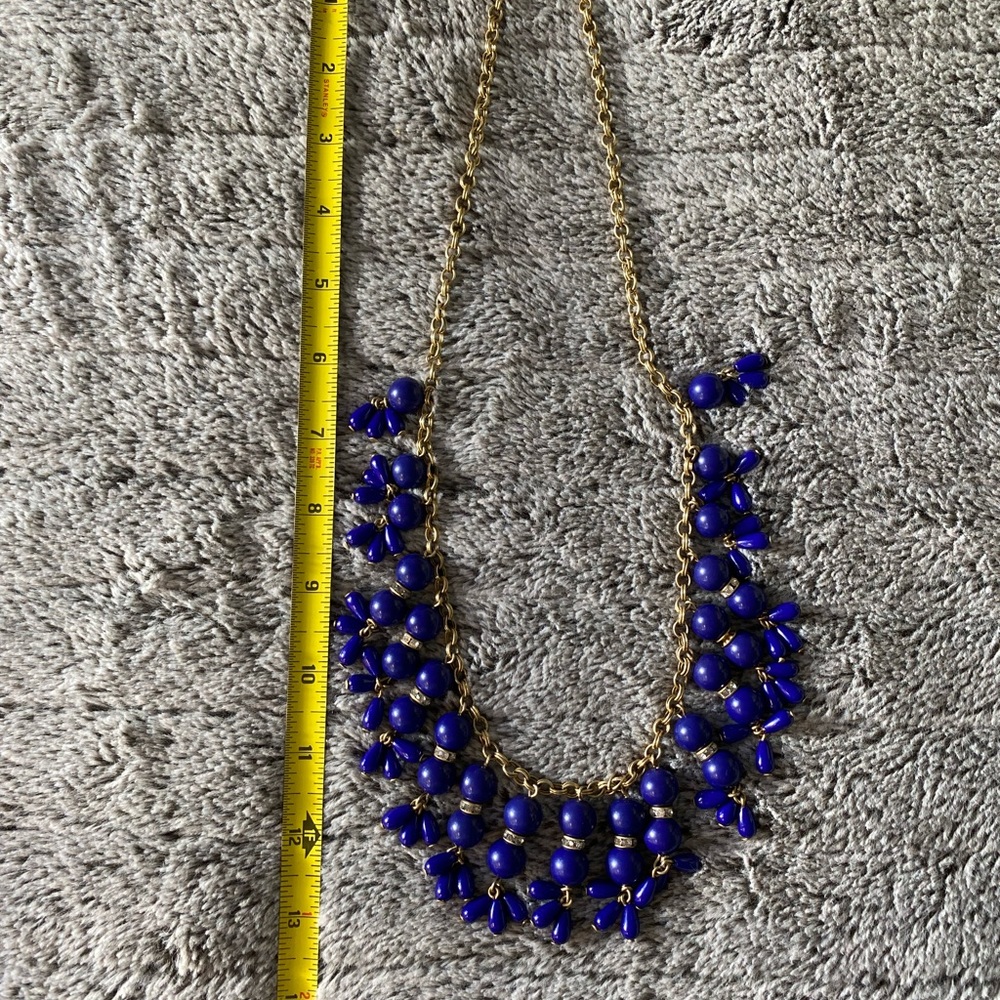 J Crew Blue Beaded Adjustable Statement Necklace - image 6